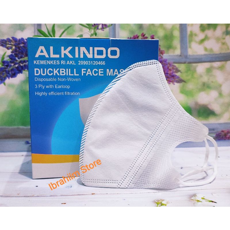 (ECER) MASKER DUCKBILL ALKINDO 3 PLY / MASKER DUCKBILL 3PLY PUTIH / MASKER DUCKBILL UTAMA