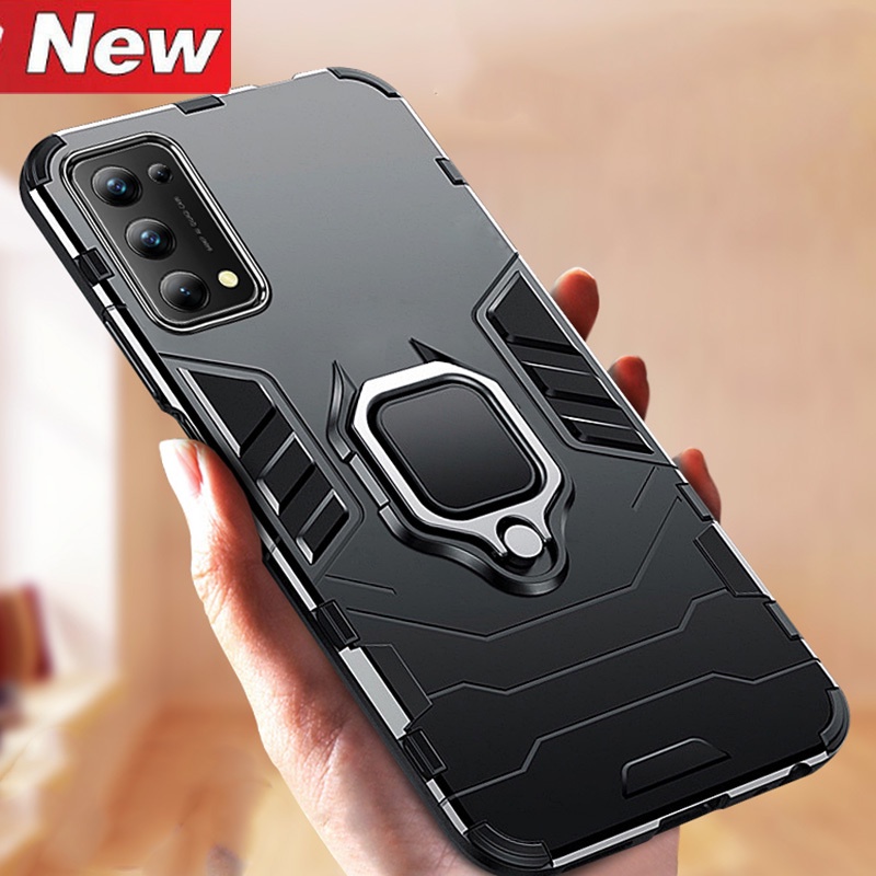 Casing Armor Shockproof + Stand Holder Magnetik Untuk OPPO Reno 5 Pro / 5G