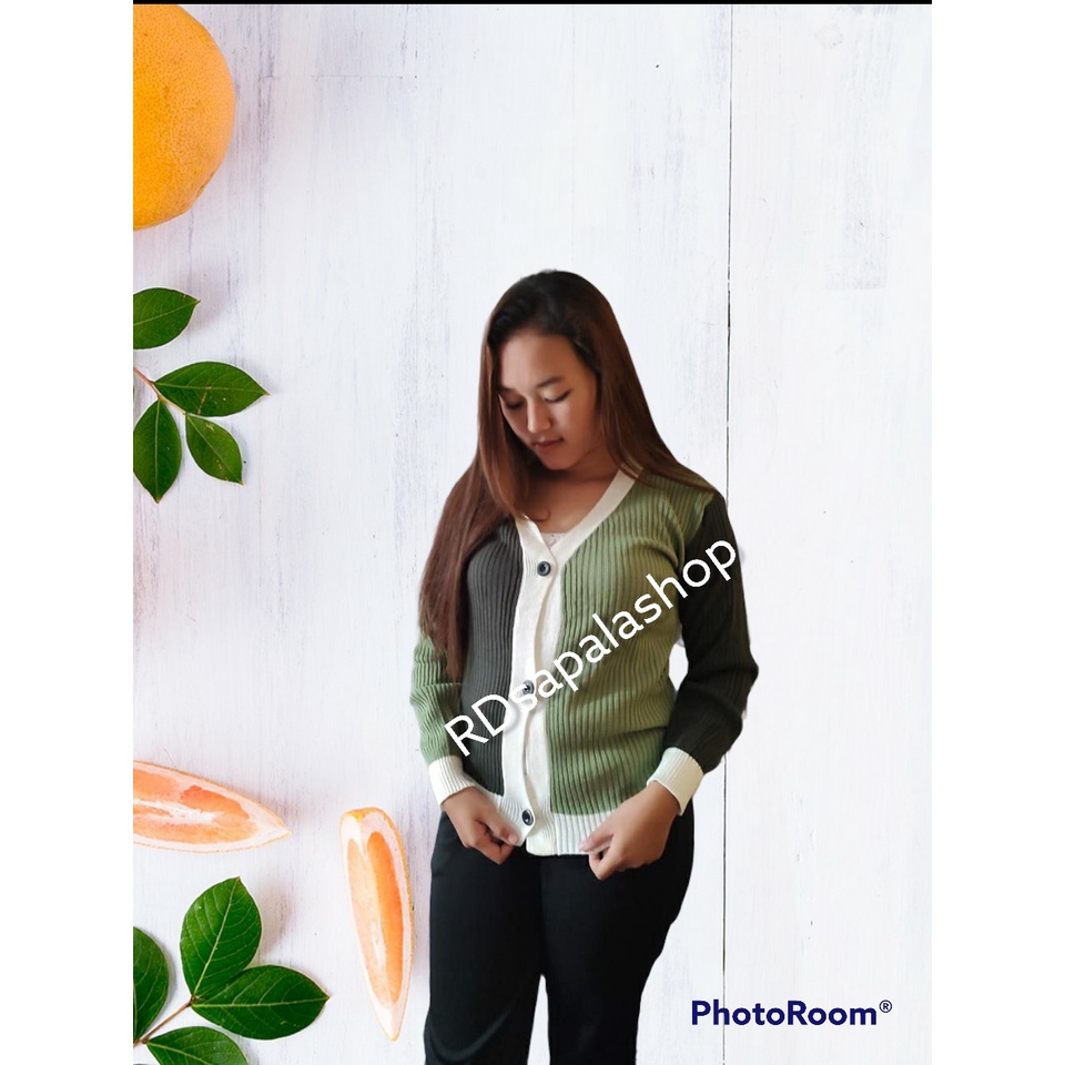 Cardigan Rajut Twotone Oversize Premium Murah,cadigan wanita,sweater rajut