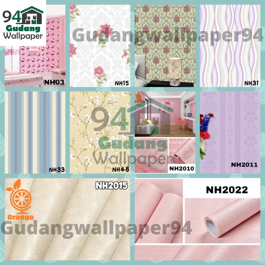 (PROMO COD) Wallpaper Dinding Motif Salur / Motif Elegan / Motif Kembang / Motif Lucu / Motif Polos