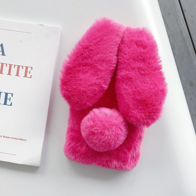 (preloved) case samsung galaxy M21 kelinci fur/bulu pink fanta