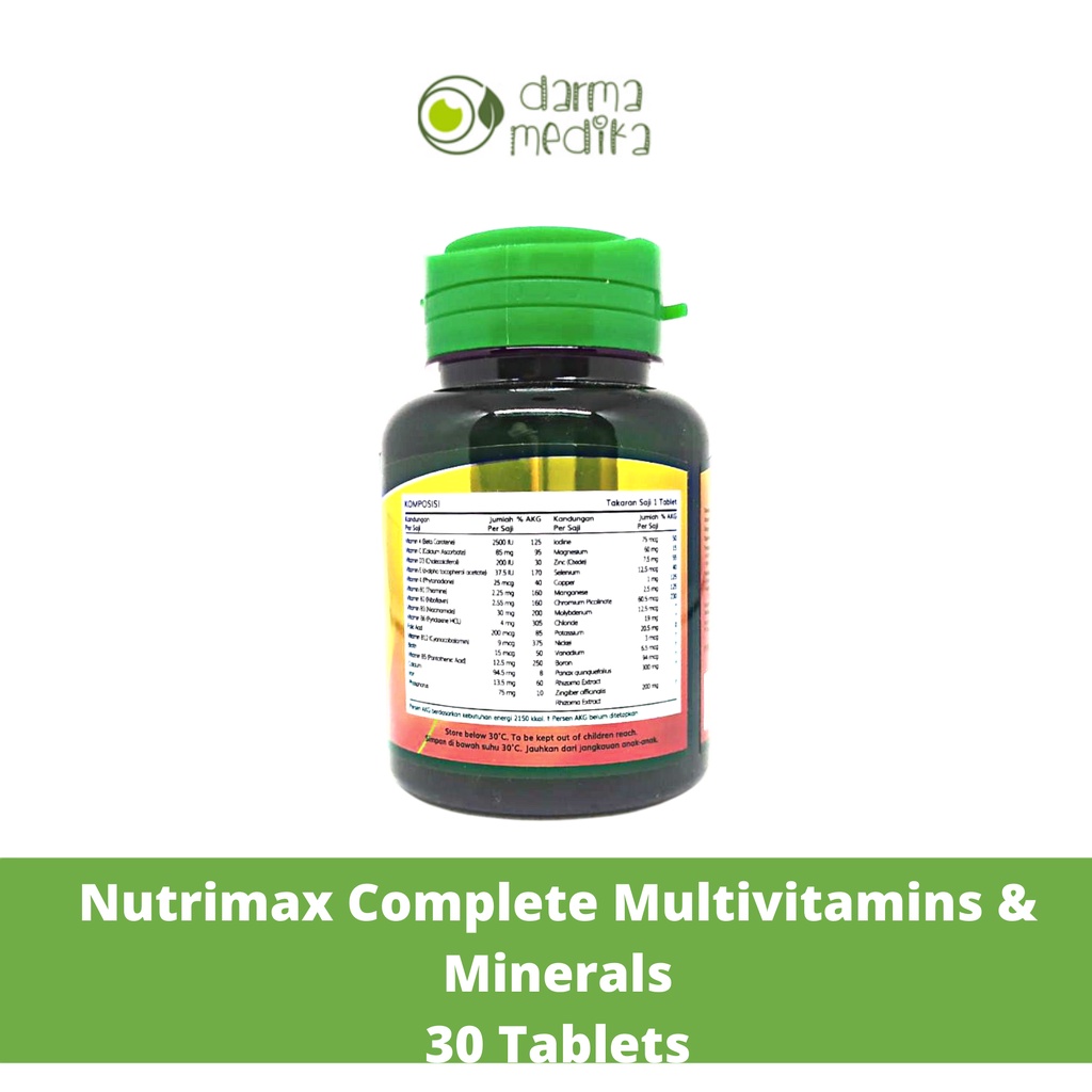 Nutrimax Complete Multivitamins &amp; Minerals 30 tablets 30tablets