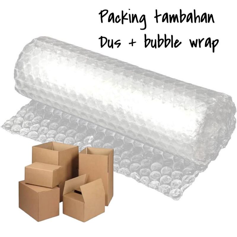 Packing tambahan kardus + bubble wrap agar paket lebih aman