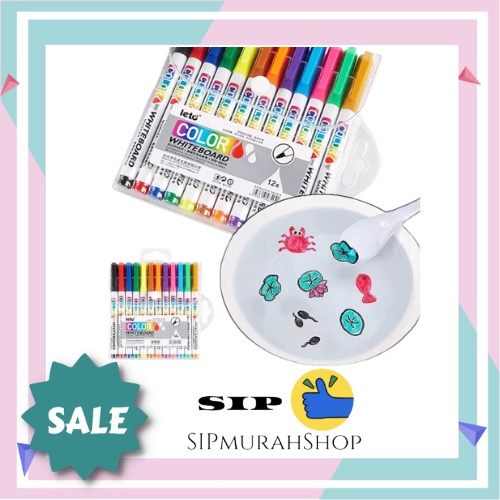 Spidol Warna Warni Ajaib Air Anak Anak Magic Water Painting Floating Marker Pen White board 12 warna pcs edukasi kreatif