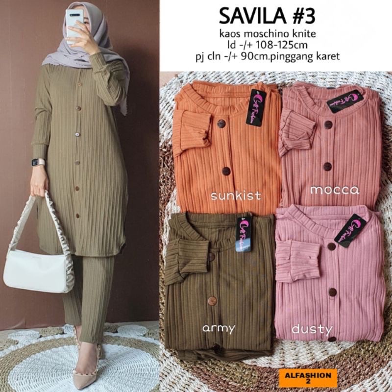 Savila Set 3 - Setelan Kaos Rajut Moschino Knit LD 104+ / SetCel One Set Celana / 331-6874