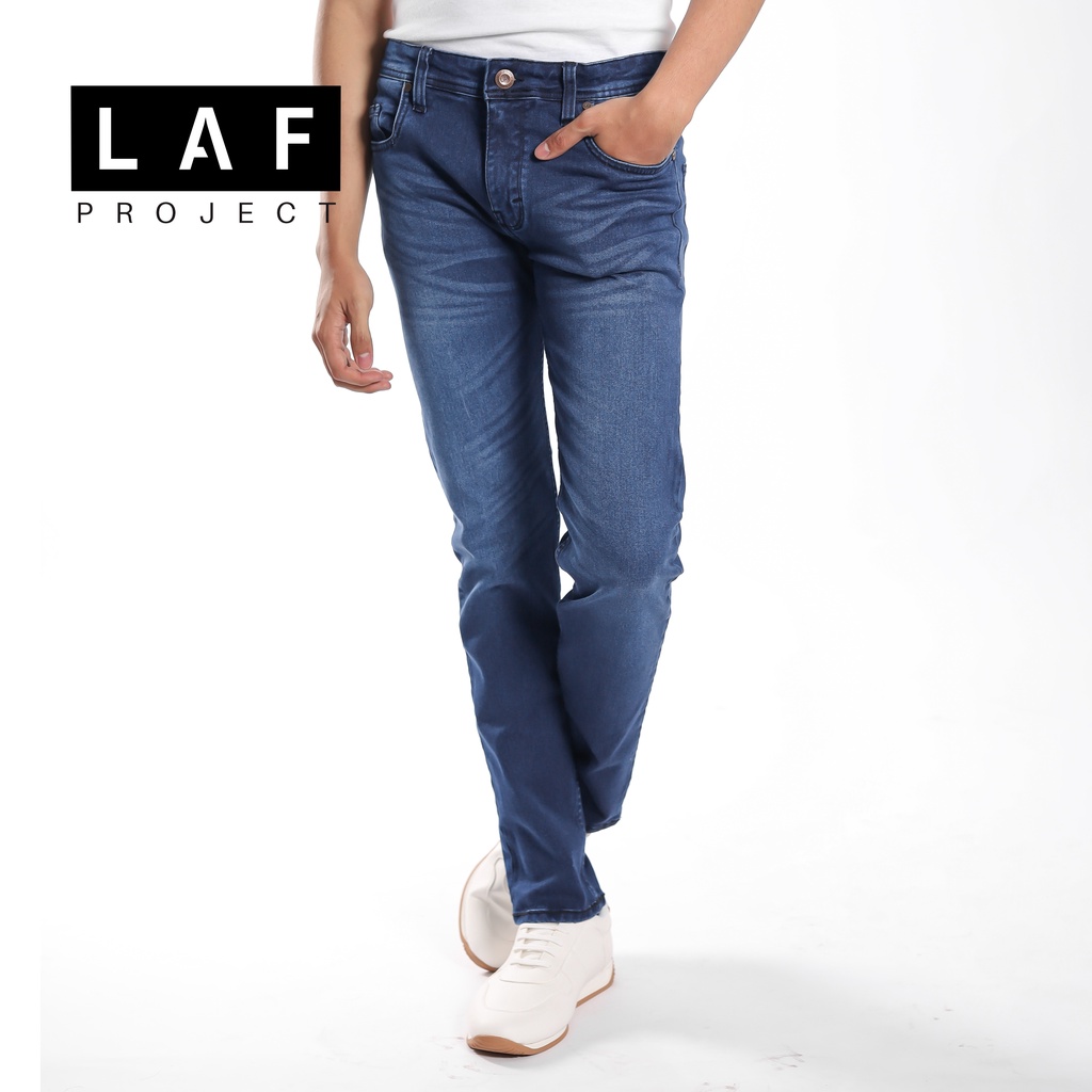 Celana Jeans Pria Soft Stretch Standar Distro Denim Navy Premium Original LAF Project