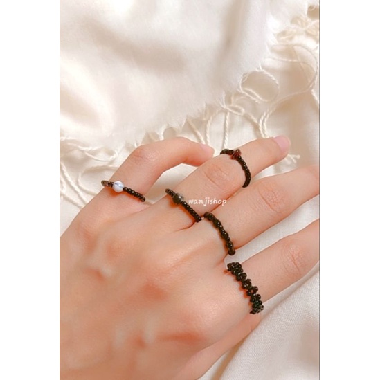 cincin manik Korea | BLACK edition | Cincin beads | Aksesoris Cin cin simple tiny cute aesthetic