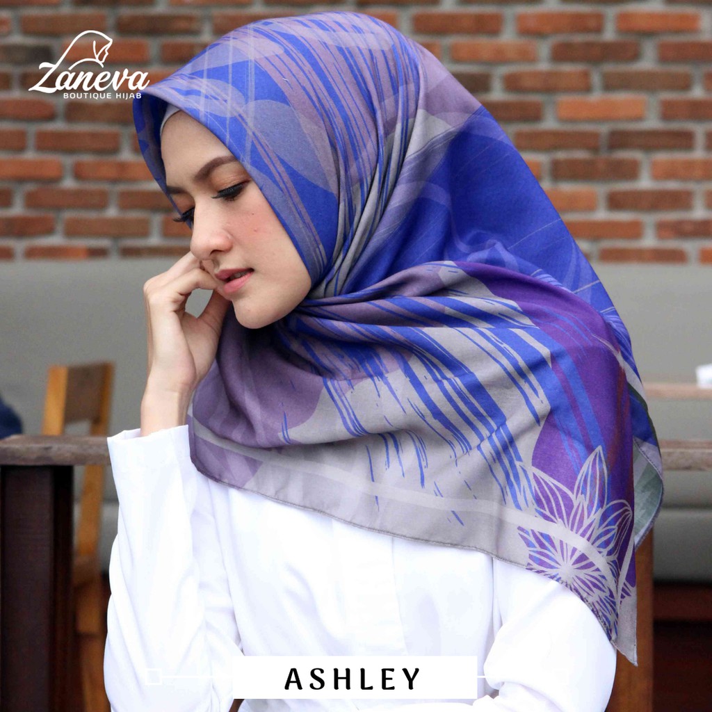 Hijab Voal Printing / Hijab Segiempat Murah / Hijab Motif Ashley By Zaneva