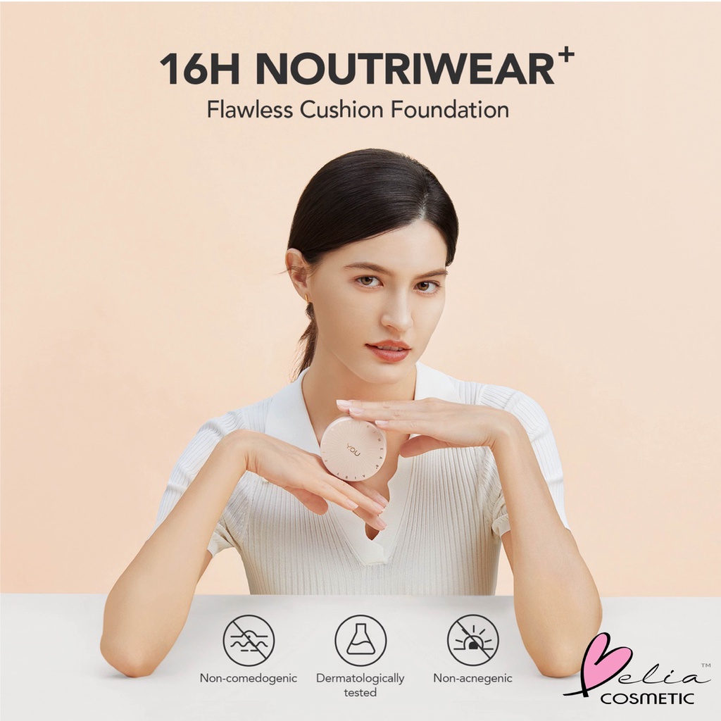 ❤ BELIA ❤ YOU Noutriwear+ Flawless Cushion Foundation SPF 40 PA+++ | Full Size | Refill Size | Waterproof | Tahan Lama | BPOM