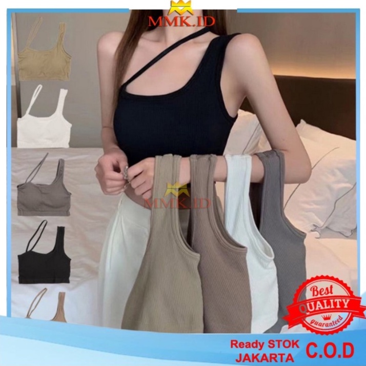 Korean Cross Tank Top with Bra Stylish Wanita / Toga Padded Tanktop Crop