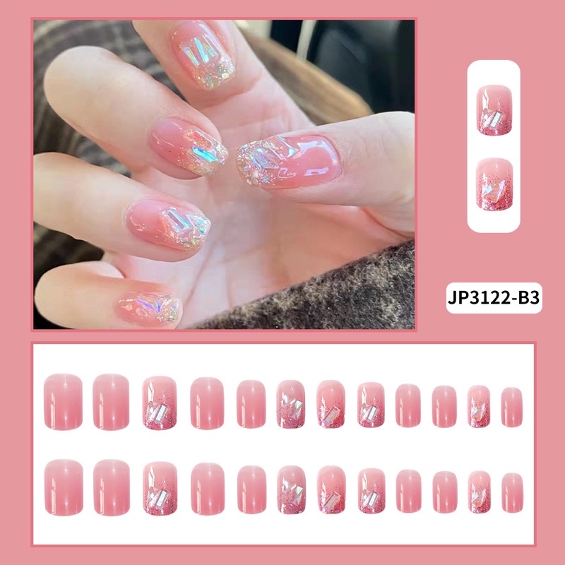 Kuku Palsu 【B121，lem cair】Nikah kuku Wedding False Nailart Pengantin Tangan