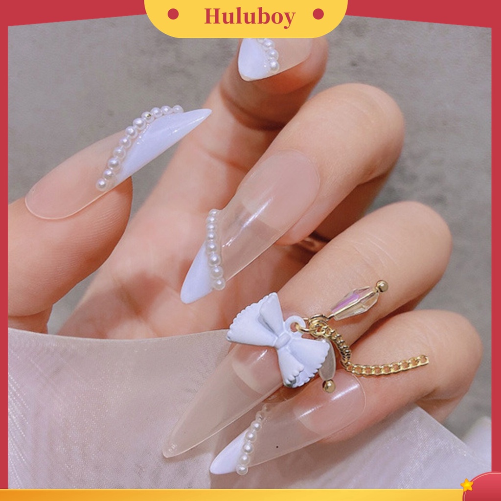 Huluboy Huluboy♡ 3 Pcs / Set Ornamen Rantai Cincin Pita 3D Efek Tidak Pudar Untuk Dekorasi Kuku Manicure Wanita