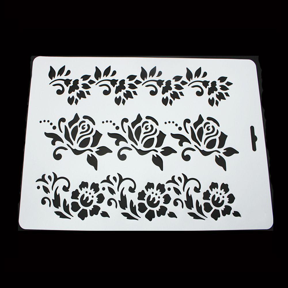 R-flower Layering Stencils DIY Scrapbooking Plastik Lukisan