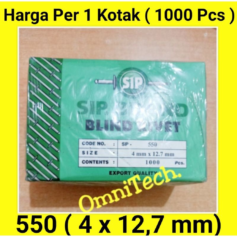 "1 Dus (1000pcs)" Paku Rivet Blind Rivet 4mm 550 SIP 4 mm x 12,7 mm 4x12,7 mm