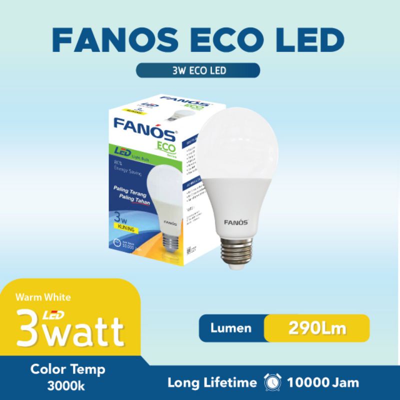 Lampu Led Fanos Eco 3w 3 Watt Garansi 1 Tahun