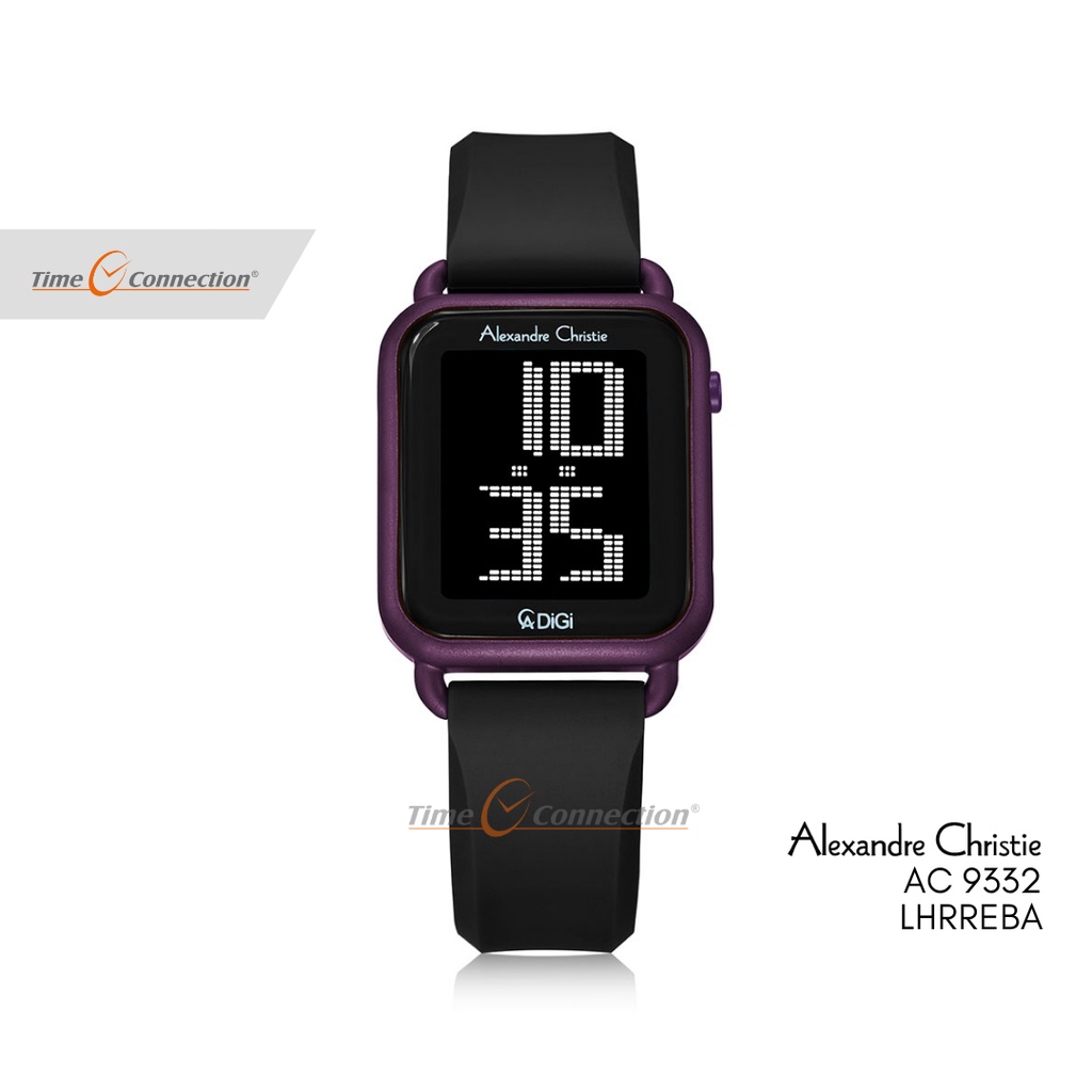 Alexandre Christie AC 9332 LHRREBA Hitam Ungu Original / Jam Tangan Wanita Karet / Stainless Steel B