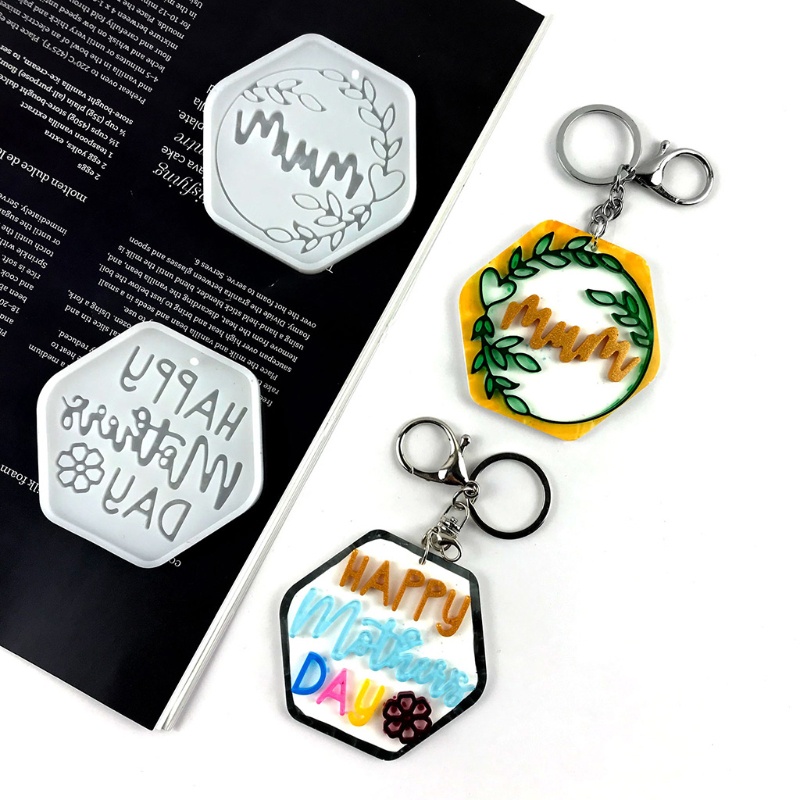 Siy Cetakan Resin Epoksi Bentuk Hexagon Bahan Silikon Untuk Gantungan Kunci / Perhiasan Diy