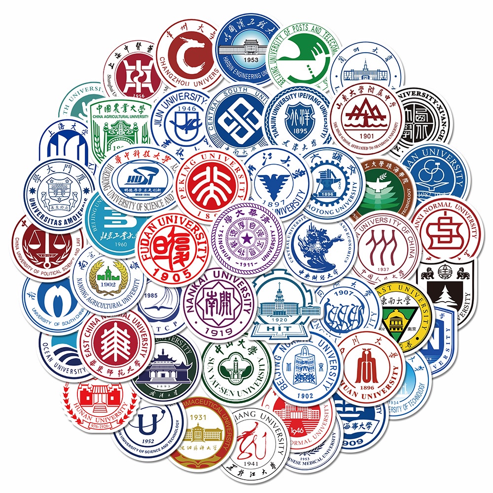 50 Pcs Stiker Emblem Gaya China Tahan Air Untuk Dekorasi Laptop Anak