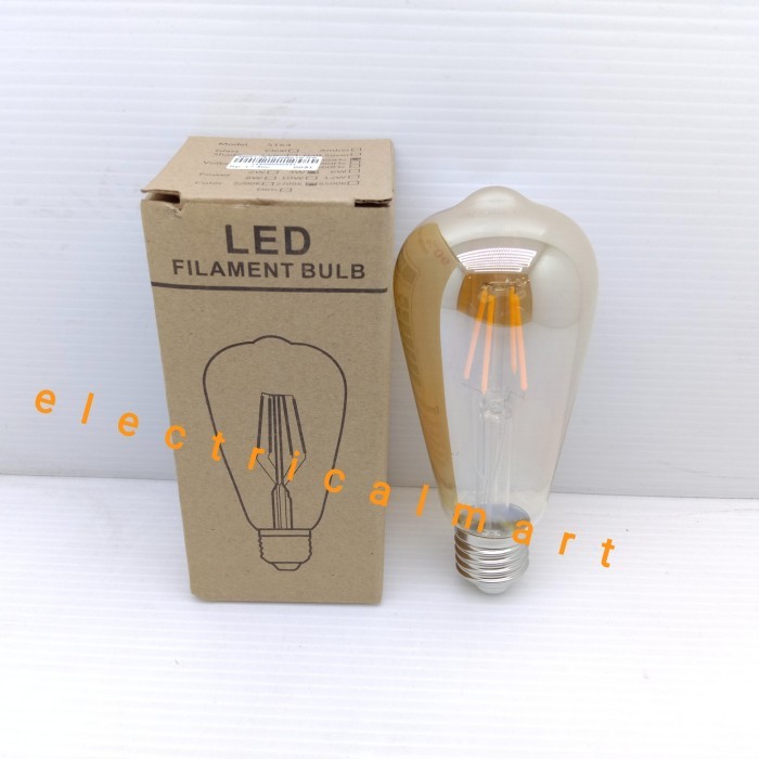 Lampu LED Filamen ST64 BESAR Cafe 4 Watt Kuning / Lampu Edison Cafe/  Led Filament Warmwhite