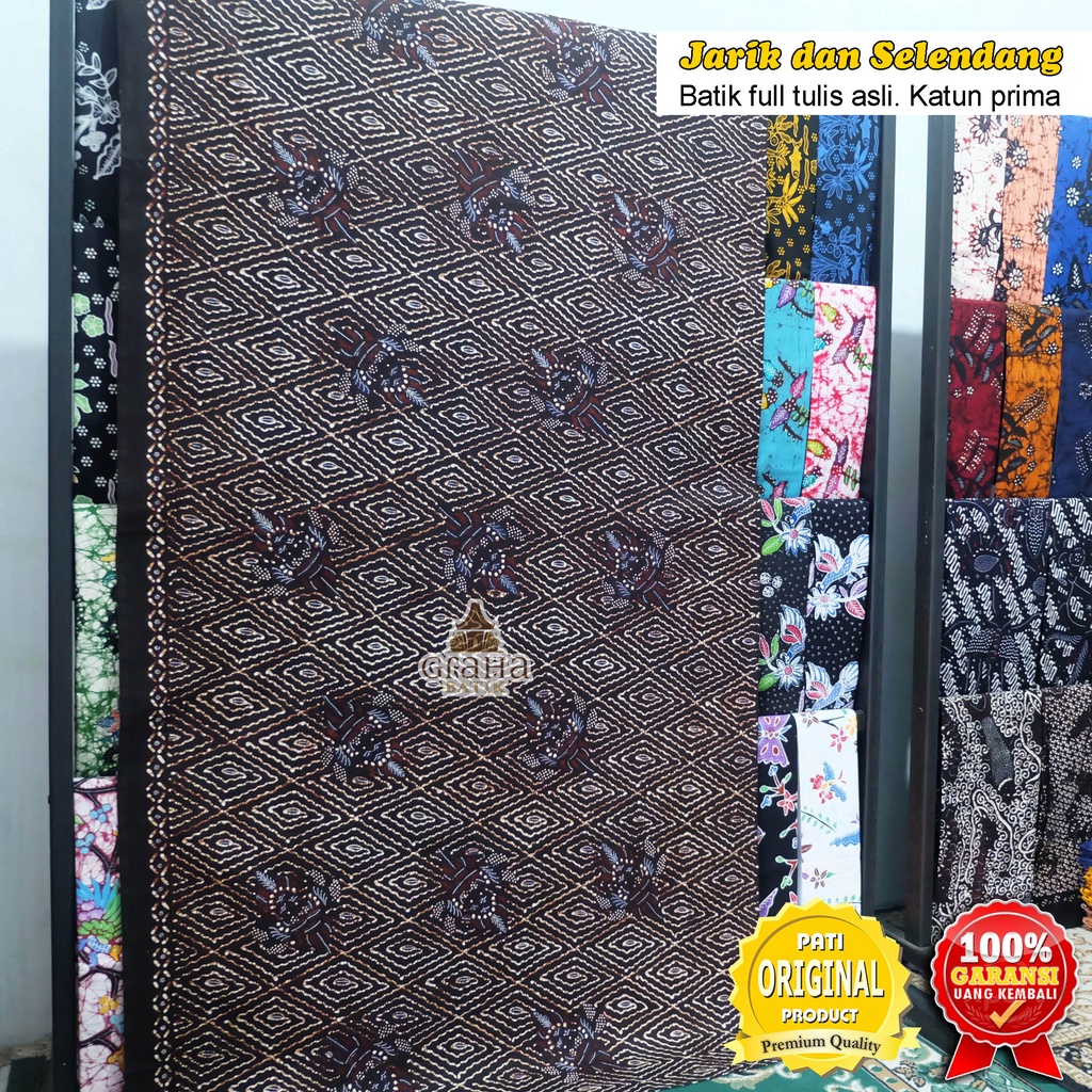 JARIK JARIT SELENDANG BATIK KAIN BATIK TULIS BAKARAN PAKAIAN BAJU ADAT PATI MOTIF MEGO MULYO-1
