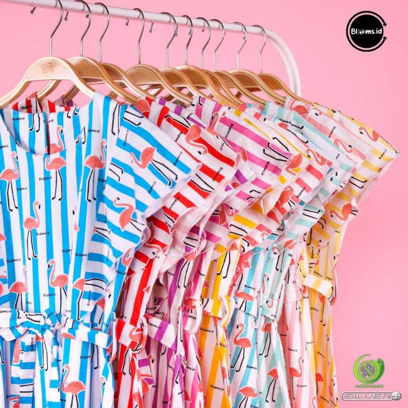 SALE Ruffle Dress Flamingo Blooms.id