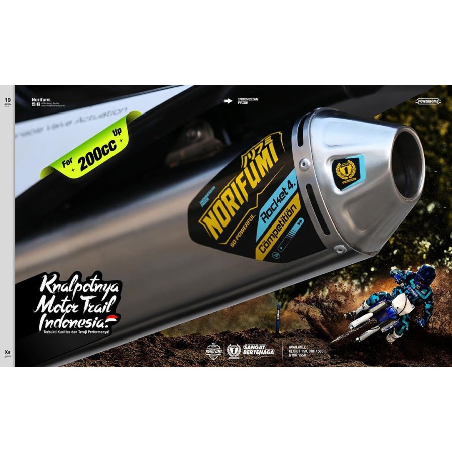 KNALPOT NORIFUMI ROCKET 4 STAINLESS COMPETITION/KOMPETISI KLX 150 CRF