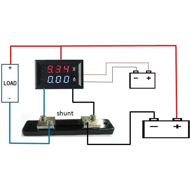 Dual Digital Ammeter Voltmeter DC 100V 50A