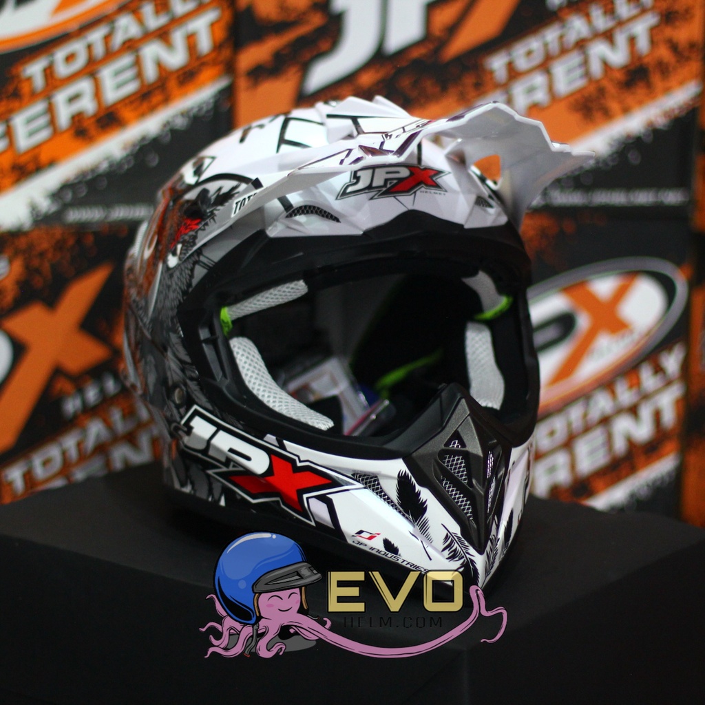 HELM JPX CROSS MOTIF LENGKAP ORIGINAL - HELM JPX FOX1 MOTIF SERIGALA ULAR BURUNG HANTU HELM JPX TERBARU