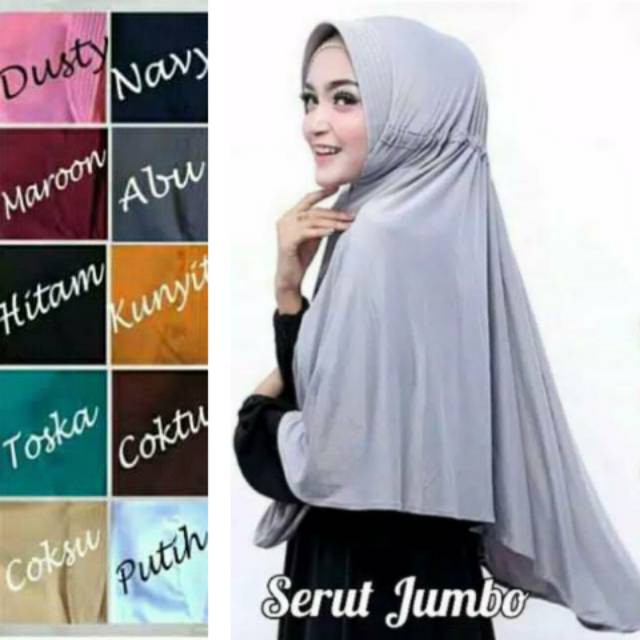 Jilbab instan SERUT JUMBO / serut polos Jokowi jumbo Jersey syari / SERUT Jokowi jumbo Khimar jumbo