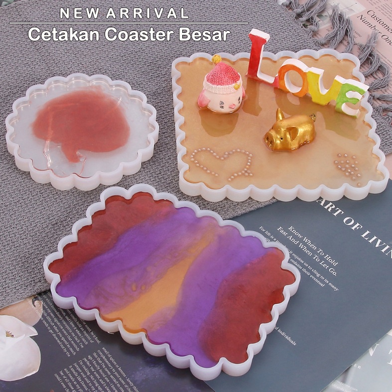 Cetakan Resin Coaster BESAR Pinggiran Gelombang Tatakan Alas Gelas Dish Plate Aksesoris Cetakan Sili