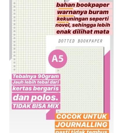 Tambahan 50 Lembar Kertas Polos/Bergaris/Dotted/Grid Buku Tulis A4 & A5 & B5 Writescape CRKLR8795