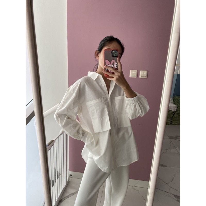 RX FASHION - Areum Korean Oversize XXL Shirt KATUN TWISTCONE / KEMEJA POCKET OVERSIZE / Kemeja LENDERS /  Blouse AULYS KOREAN OVERSIZE / niki shirt 2001 - NN