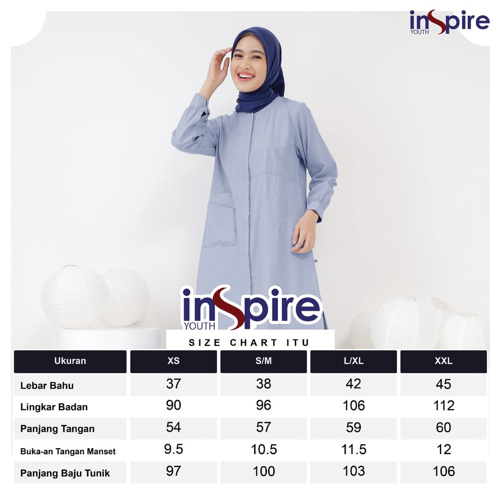 Inspire ITU 051 Bahan Oxford Atasan Tunik Muslimah Simple Dengan Warna Soft Casual OOTD