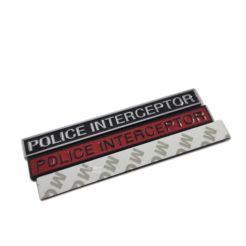 1pc Stiker Emblem Logo Polisi INTERCEPTOR Bahan Metal Untuk Mobil / Truk / Motor