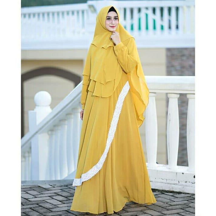 Gamis Zavania Syari + Khimar /Gamis Syari/pakaian/Balotelli/gamis/Baju Murah/Wolfis/Gamis Pesta