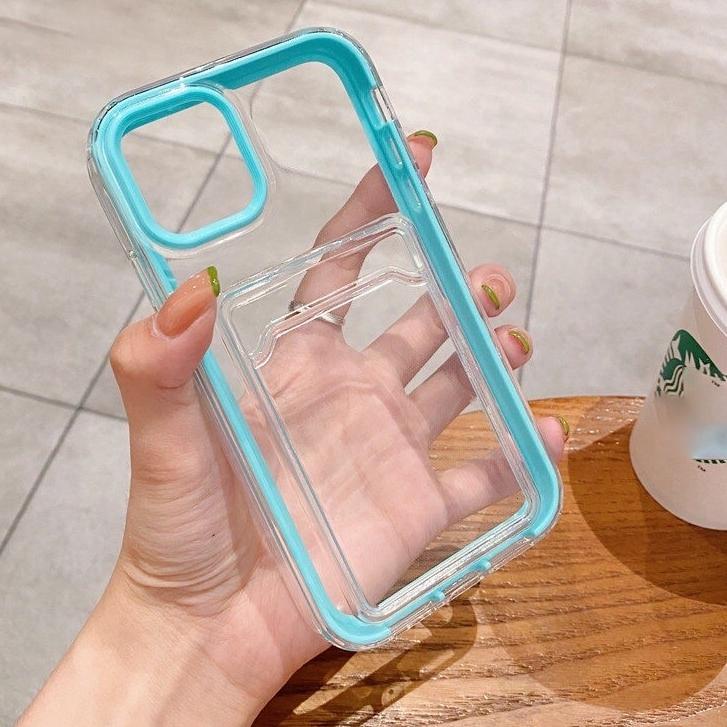 LANGSUNG KIRIM.. 3 in 1 Clear Silicone with Card Holder Case for iPhone 11 / Case iPhone 11 Pro / Ca