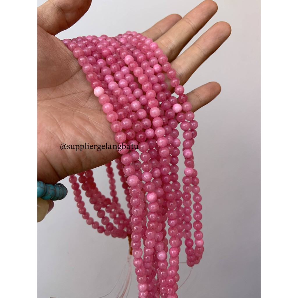 batu kristal red borneo pink 6mm banjar crystal stone healing serat bahan strap mask kalung gelang