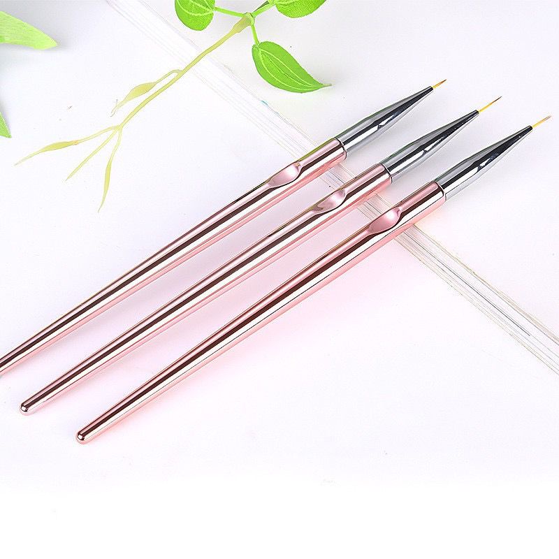 ￼Kuas 3 Pcs Rosegold Kuku Nail Art / Nail Art Liner Brush / Brush Liner 3 Pcs