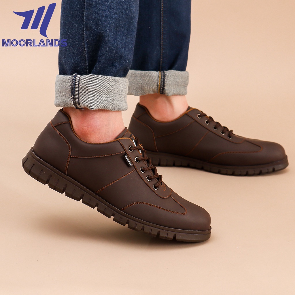 MOORLANDS Sepatu Casual Pria Kulit Sepatu Cowok Kekinian Sepatu Semi Formal Pria kulit COD