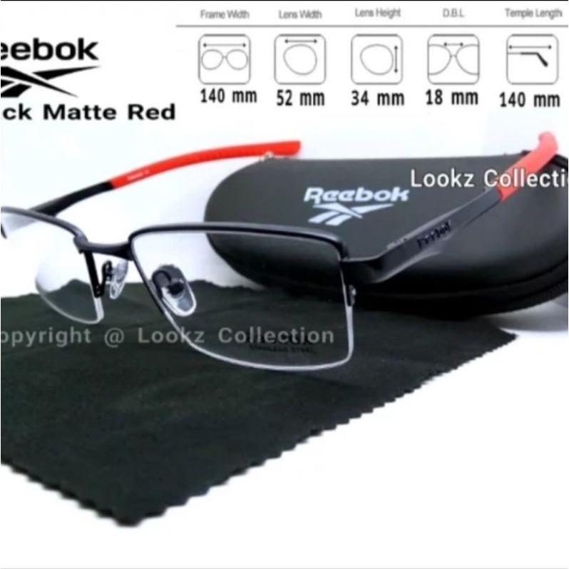 Kacamata Frame Pria Titanium Half Sporty Reebok C01 Elegan Model - Kacamata Pria