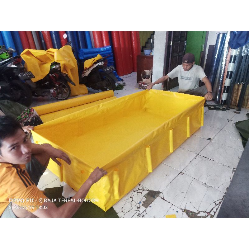 kolam terpal kotak  slot pipa PVC ORCHID 150x60x50+pembuangan air