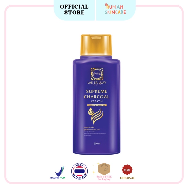 LAE SA LUAY Supreme Charcoal Smooth Shampoo BPOM / Shampo Kondisioner 200ml