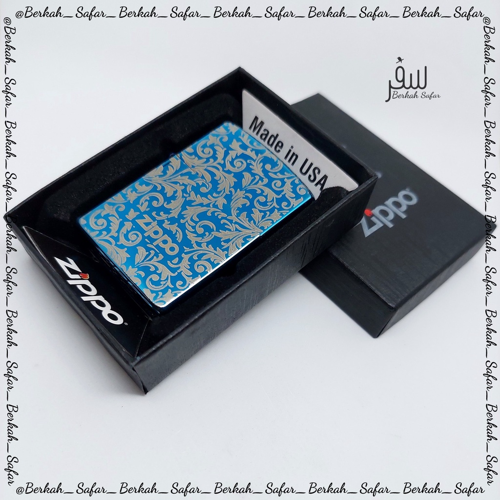 Korek Zippo Blue Ice Batik 2 Sisi Premium Grade Orl - Free Box