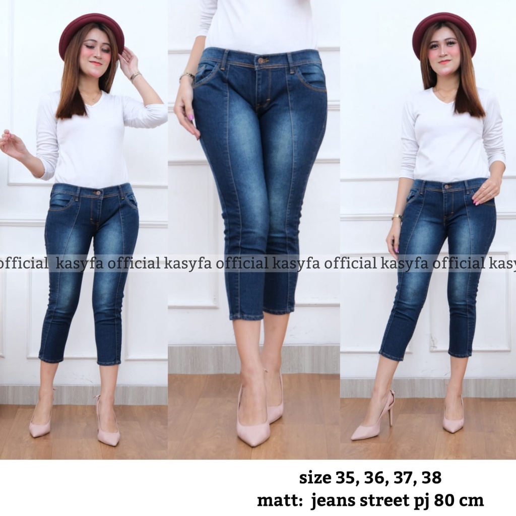 SERENA JUMBO SIZE 35-38 FRONT LINE CELANA JEANS 7/9 WANITA TULANG