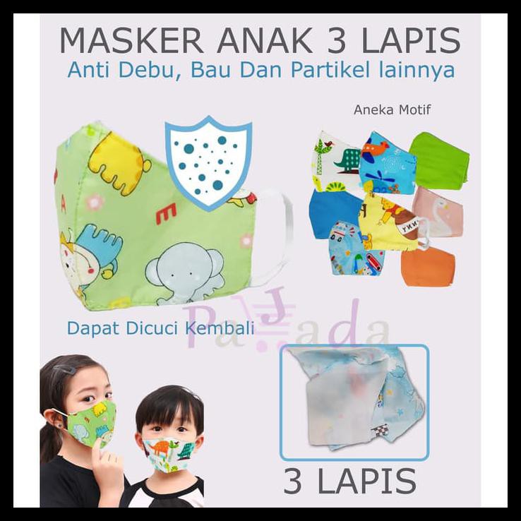 Masker Anak 3 Lapis / Masker Duckbill / Masker Kain - Polos