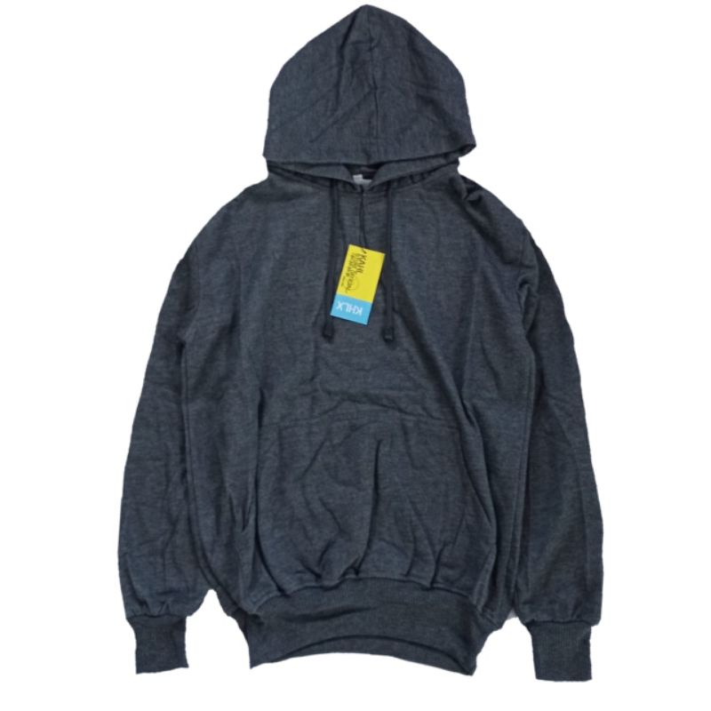 (BISA COD) Jaket jumper hoodie polos pria wanita-Abu tua