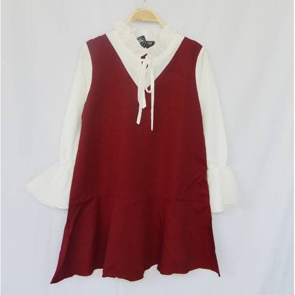 TOP BEST SELLER Aghni Ruffle Tunik Maroon - baju wanita polos - baju korea cewek