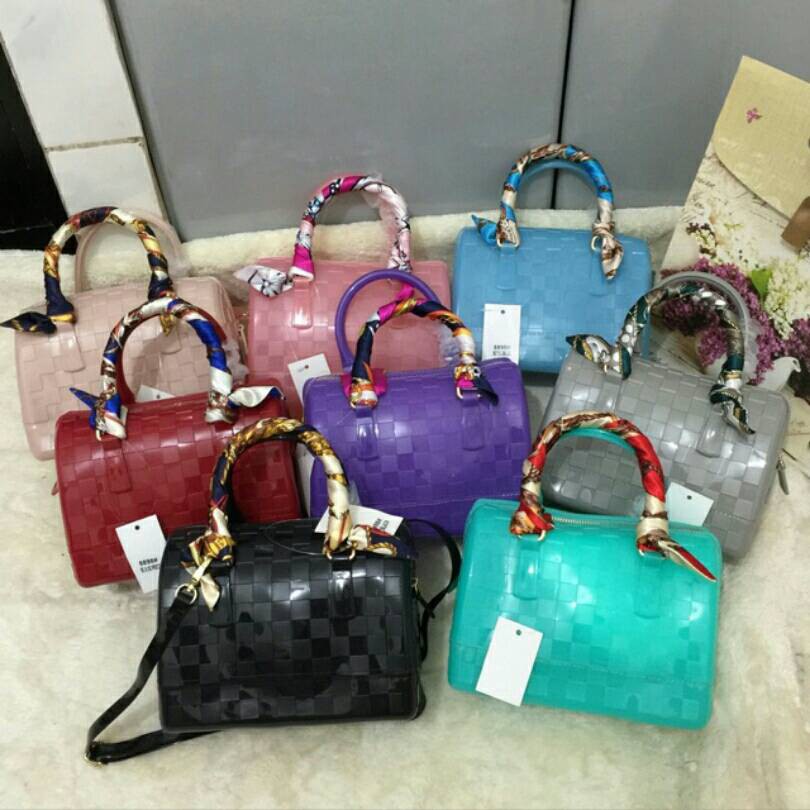 Terbaru Tas Fashion Impor Branded Furla Mini Jelly Motif Kotak Timbul Super