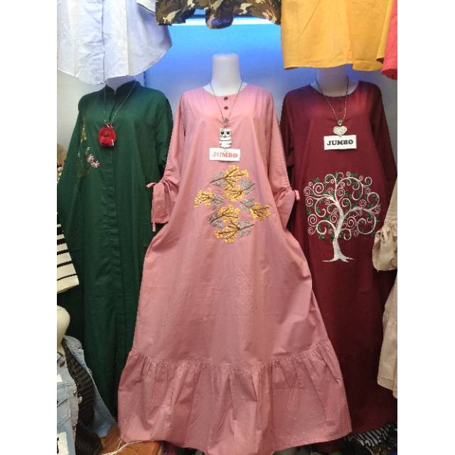 GAMIS JUMBO MURAH BORDIR REAL PICT. GK GDM. katun jepang. Motif rapih. BAHAN ADEM. LD 124 cm.