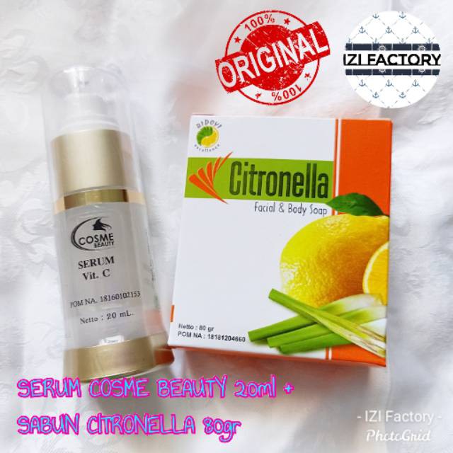 [COD] SABUN CITRONELLA BIDOYI + SERUM COSME BEAUTY  (PAKET) Serum Wajah Original Serum Acne